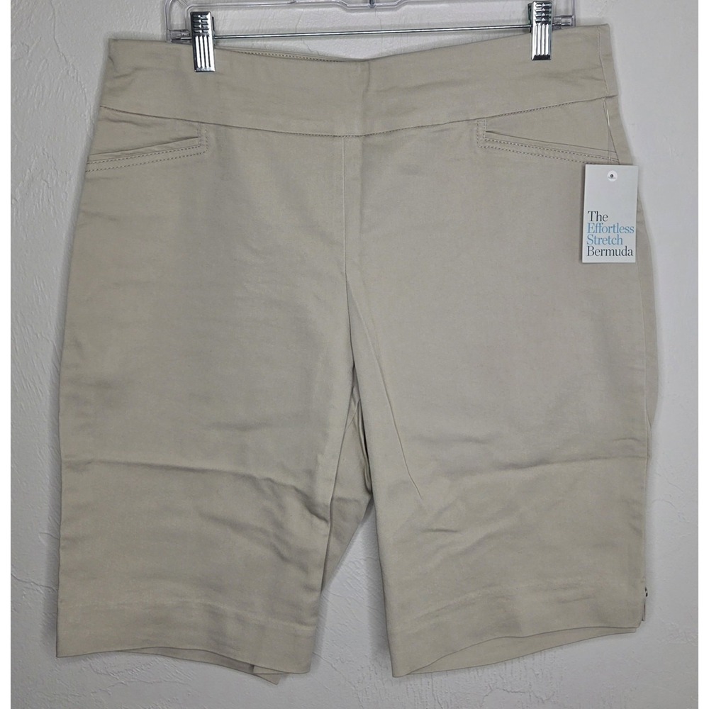 NEW Women Size 12 Croft & Barrow Effortless Stretch Pull On Tan Bermuda Shorts